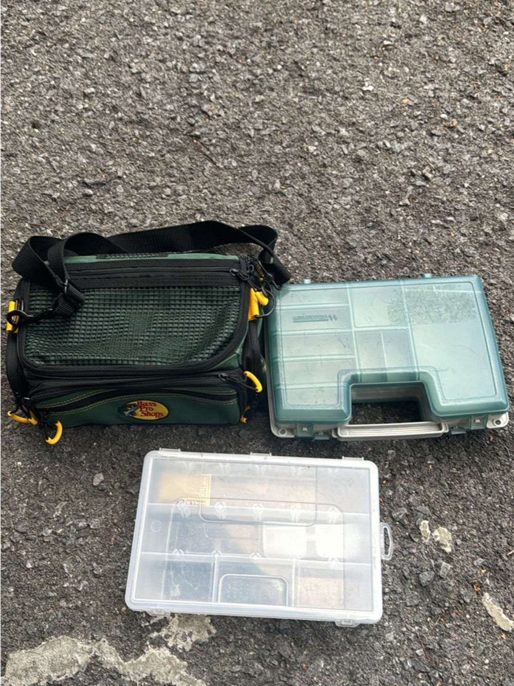 Bass Pro Shops Green Utility Tackle Bag with Clear Plastic Boxes